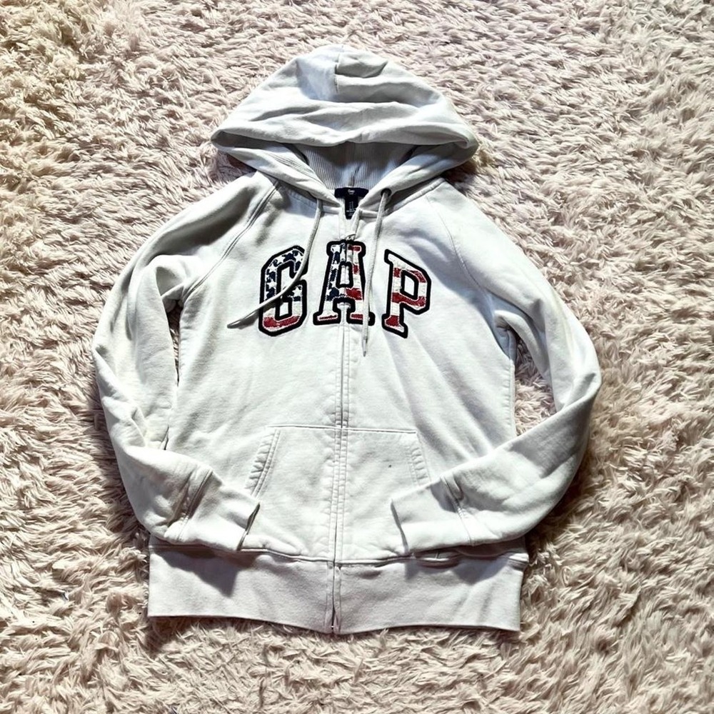 Gap Embroidered Americana 4th of July Proud USA Lined Zip Up‎ Womens S Utility